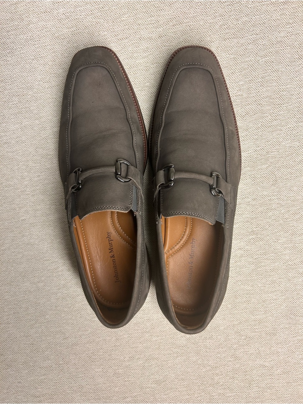 Johnston & Murphy Men's Taupe Suede Bit Loafers